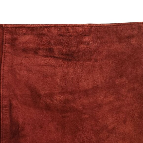 Rusty Brown Suede Leather Side Slit Midi Skirt Petite Size 14 - Picture 4 of 10